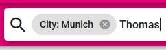 example for filter: 'city: munich "Thomas"